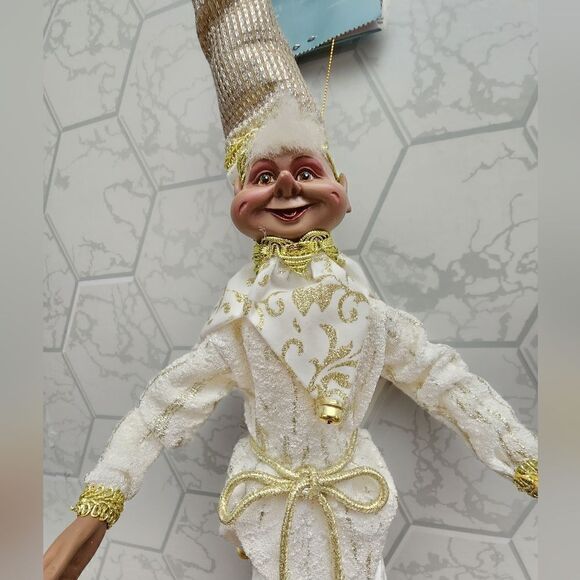 Ethnic Ivory and Gold Elf Christmas 18" Shelf Sitter - Picture 2 of 8
